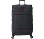 Maleta de Viaje Tela, Modelo Liviana, Maleta Grande, Capacidad 108 L, 46 x 78 x 29 cm, Bolsillos Acceso Rápido, Ruedas Dobles Giro 360º, Manija Telescópica, Correas Internas, Candado TSA, Color Negro y Rojo - Totto España