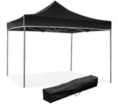 Gazebo plegable Negro de 3x3 pulgadascubierto de PVC impermeable