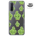 Tumundosmartphone Funda Gel Transparente para Oppo Find X2 Lite diseño Cactus Dibujos