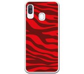 Funda compatible con Samsung Galaxy A40 - Animal Print Zebra Rojo Granate