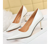 Elegant and Luxurious Women's Shoes Nude Color Pumps with Rivets 8 and 10.5 Cm High Heels Shoes for Night Club Party Office
