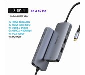 MOKiN USB C Docking Station Dual Monitor, 7 in 1 USB C Hub with 2 HDMI, VGA, 100W PD, 3 USB, for Dell HP Lenovo MacBook Laptop