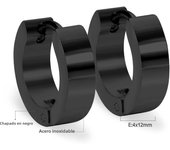 LUXUSTEEL 2 Pieces Punk Hoops Earrings For Men Black Stainless Steel Basic Geometric Ear Jewelry Gothic Hiphop Male Cool Earring