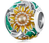 WOSTU 925 Sterling Silver Girl Pearls Sunflower Clock Charms Beads Pendant Fit Original Bracelet Necklace For Women Jewelry