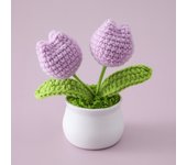 Tulip Handmade Crochet Flowers Potted Finished Woven Bouquet Artificial  Knitted Flower Valentine's Day Gift Home Desktop Decor