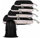 Set de 6 bolsas de viaje compresibles organizador de maleta impermeable de nylon con manilla portátil cubos de almacenamiento para maleta