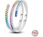 Trendy Sunflower Ring For Women 925 Sterling Silver Double Layered Wishing Bone Blue Zircon Ring Exquisite Wedding Party Jewelry