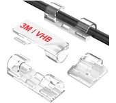Clips de cable adhesivos claros (40 pedazos, m), los mejores tenedores de cable para la pantalla, organizador resistente del cable debajo del escritorio, coche, PC, luz de la Navidad para interior y al aire libre