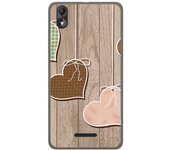 Tumundosmartphone Funda Gel Tpu para Wiko Lenny4 Plus Diseño Corazones Madera Dibujos