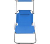 vidaXL Tumbona plegable con toldo y ruedas acero Azul, Negro, Rojo Sillas de Exterior Ideal para jardín, playa, piscina, terraza Tumbona Piscina Tumbonas Playa Tumbonas Jardín Exterior