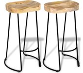 vidaXL Taburetes de cocina 2 unidades madera maciza de mango
