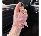 Fashionable full diamond crown violent bear keychain creative bow cute doll car key chain exquisite gift