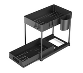 Kitchen Organizer Table Top Double-Layer Pull-Out Shelf Cabinet Pull-Out Sink Rack