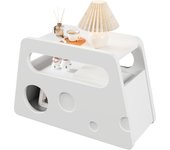 Aparador, Moderna Mesa Auxiliar with Rueda, Diseño Redondo Seguro-Móvil, ahorra Espacio, ideal para salón y dormitorio (81x33x51,5 cm)