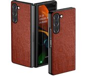Luxury PU leather Case for Samsung Galaxy Z Fold5 Fold4 Fold3 5G Business solid color design phone cover Soft TPU&Hard PC