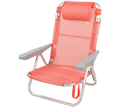 Silla playa plegable aluminio 5 posiciones Flamingo 48X46X84 cm con cojin y asa. (Color Baby 62628)