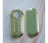 3 Buttons for Fiat 500 Ducato Panda Punto Gold TPU Car Flip Folding Key Case Cover Remote Key Shell Holder Protecor Keychain