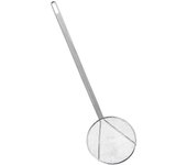 Tradineur - Espumadera de acero inoxidable 41 x 12 cm, paleta de cocina con malla metálica para patatas fritas con agujero para colgar, apta para lavavajillas