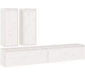 Muebles para TV 4 piezas madera maciza de pino blanco