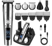 Cortapelos y barba inalámbricos profesionales para hombres, recargables e impermeables, con 6 cabezales y 5 peines.