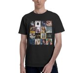 Men's T Shirt Cotton Graphic Short Tees Soft Cotton Crew Neck Sleeve Tee Black