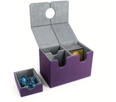 MTG Card Deck box with dice tray, can hold more than 200 single sleeved cards and a set of dice, Magnetic Closure PU Leather Box
