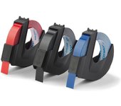 DYMO 3x Cinta de Gofrado Autoadhesiva, (Paquete 3 Unidades), Varios Colores, Medidas Cinta: 3 x 9 mm x 3 m, Efecto 3D Relieve, Para Impresoras de Etiquetas Dymo Omega Embosser y Dymo Junior