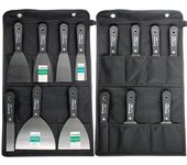 Juego de cuchillos para masilla Juego de espátula de acero Juego de cuchillos para masilla Juego de 7 piezas con bolsa de almacenamiento Raspador de pared Mango de plástico antideslizante