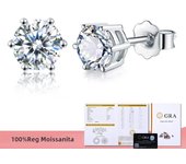 GRA 0.5ct-2ct D Color Certified Moissanite Stud Earrings Lab Created Diamond 925 Sterling Silver Gold Plated Wedding Jewelry