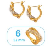 OL Stainless Steel Ring Earrings Set For Women Dual Colors Twisted Design CZ Light Luxury Fashion Jewelry