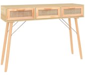 vidaXL Mesa consola madera pino maciza ratán natural 105x30x75 cm Blanco, Negro, Marrón Mesa de sofá Mesa de Entrada para Salón Consola de Entrada Mueble Recibidor Mesita Mesa auxiliar Salon