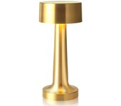 Lámpara de Mesa LED portátil, Brillo metálica de 3 grados de lámpara de escritorio, lámpara recargable con control tácil de 3 Colores, de Noche Luz, lámpara de Noche (Dorada)
