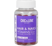 CHIC & LOVE Hair & nails Vitamins. 60 Gummies sabor frambuesa para cuidar el pelo, la piel y las uñas.