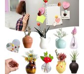 mini jarrones magnéticos de cerámica para nevera, bonitos mini jarrones magnéticos, divertidos floreros magnéticos con imanes 3D para plantas, para nevera, cocina, armario, oficina, decoración (8 unidades)