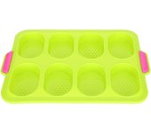 Molde de silicona para tartas de 8 rejillas, antiadherente, para hacer magdalenas, para hacer tú mismo, accesorio de cocina para hornearMolde de silicona para tartas de 8 rejillas, color verde
