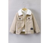 Boys' fashion corduroy fabric splicing fleece collar zipper cardigan thin jacket jacket