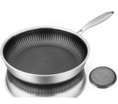 28cm Frying Pan Wok 316 Stainless Steel Steak Skillet Saucepan Induction Gas Stove Universal Kitchen Cookware Non-stick Cook Pot