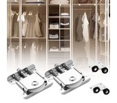 Juego de 4 anillos silenciosos para Puertas acorderas, Hierro y nylon, capacidad de carga de 25 kg, Operación rígida y reductora de ruido