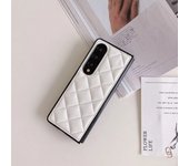 For Samsung Galaxy Z Fold 3 5G Luxury Leather Rhombus Case For Z Fold 5 Zfold 4 Fold 6 Pure Color Camera Protection Luxury Cover