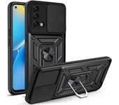 For OPPO A74 A54 4G 5G Case Slide Camera Shockproof Armor Case For OPPO A57 A77 A55 A58  Car Magnetic Holder Ring Protect Cover