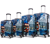 Max Star Juego Maletas de Viaje 4 Piezas MS-1192 Estampado Rigida Giratorias Maleta Cabina Pequeña 48cm - Maleta Cabina 55cm - Maleta Mediana 66cm - Maleta Grande 75cm (Autobus)