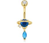 1pc Luxurious Fashion Long Star Zircon Navel Ring Women's Fit Piercing Body Jewelry Party Jewelry