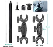 Action Camera Accessories For Insta360 One X2 X3 Motorcycle Bicycle Double Clip Bracket for GoPro 11 10 9 Bike Selfie Stick