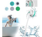Ducha con cepillo corporal eléctrico, depurador exfoliante de masaje 5 en 1, cepillo de limpieza corporal giratorio de silicona suave, cepillo para espalda de baño