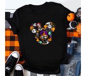 Disney Cartoon Happy Halloween Costume Jack Skellington Mickey Print Women's Magic Kingdom Fashion Disney Holiday T-Shirt