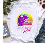 Watercolor Dinosaur Animal Print Tshirt Femme Summer Top Female White Short Sleeve Jurassic Park T Shirt Women Vaporwave T-Shirt