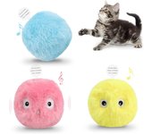 Paquete de 3 pelotas de juguete para gatos, pelotas de peluche interactivas para gatos, pelotas con chirridos para gatitos, divertidos juguetes con hierba gatera, sonidos de chirridos de animales vivos