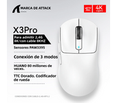 Attack Shark  X3Pro X3 Wireless Mouse Lightweight PAW3395 26000dpi Tri-Mode Connection Macro Gaming Mouse  for Win/Xbox/PS/Mac