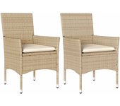 vidaXL Sillones de jardín con cojines 2 uds ratán sintético beige