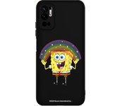 Funda original compatible con Xiaomi Redmi Note 10 5G Negro con un diseño de Bob Esponja Arco Iris